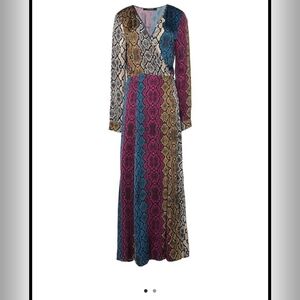 Andamane Multicolor Snake Print Maxi Wrap Dress. Sz 6